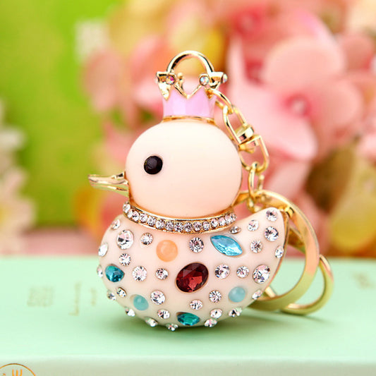 Fashion Duck Key Ring Purse Bag Keyring Rhinestone Keychain Charm Pendant Gift Keyfob