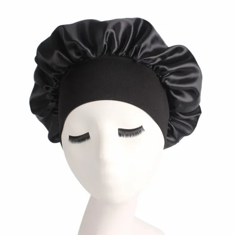 Hair Bonnet for Sleeping Silk Nightcap Satin Elastic Narrow Brim Shower Cap round Hat Home Hair Care Cap Satin Bonnet