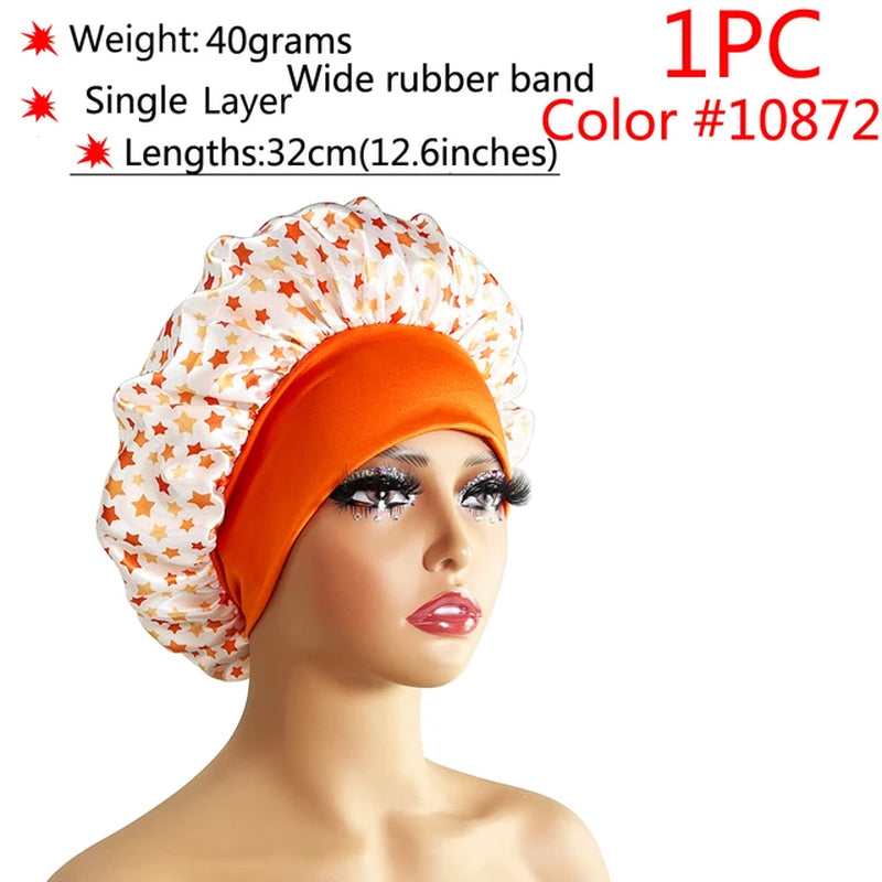 Silk Hair Bonnet Satin Cheveux Nuit Single Double Layer Silk Hair Cap for Women Sleeping Adjust Head Cover Hat Beauty Products