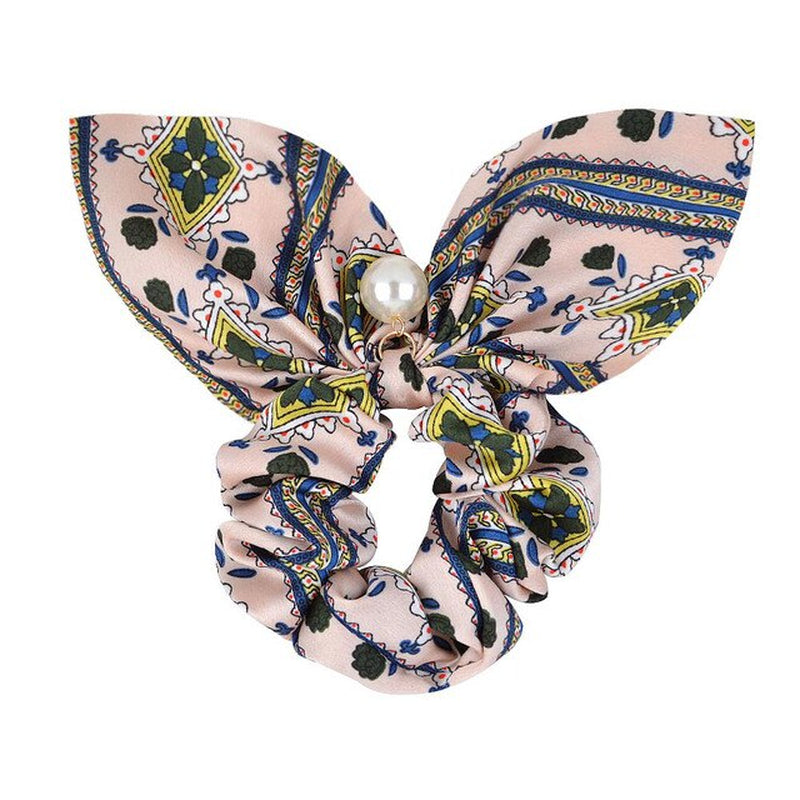 New Chiffon Bowknot Silk Hair Scrunchies Women Pearl Ponytail Holder Hair Ties Hair Rope Rubber Bands Headwear Hair Accessories