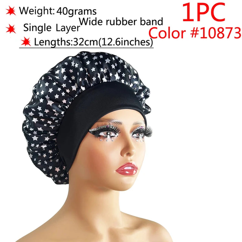 Silk Hair Bonnet Satin Cheveux Nuit Single Double Layer Silk Hair Cap for Women Sleeping Adjust Head Cover Hat Beauty Products