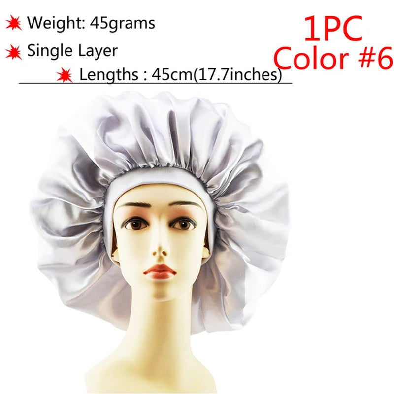 Silk Hair Bonnet Satin Cheveux Nuit Single Double Layer Silk Hair Cap for Women Sleeping Adjust Head Cover Hat Beauty Products