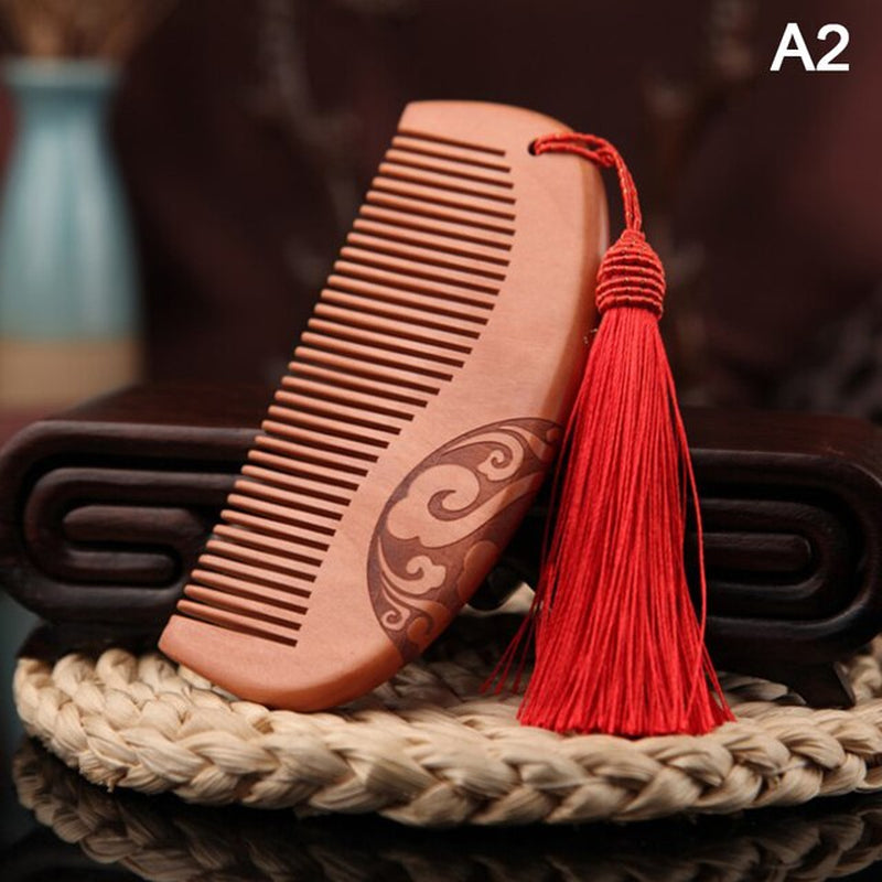 "Revitalize Your Hair with Our Natural Ebony Anti-Static Massage Comb - Portable, Wide-Toothed, and Made from Solid Wood!"