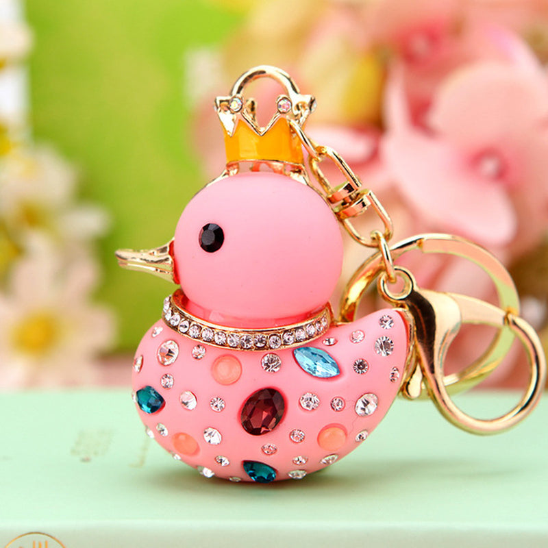 Fashion Duck Key Ring Purse Bag Keyring Rhinestone Keychain Charm Pendant Gift Keyfob