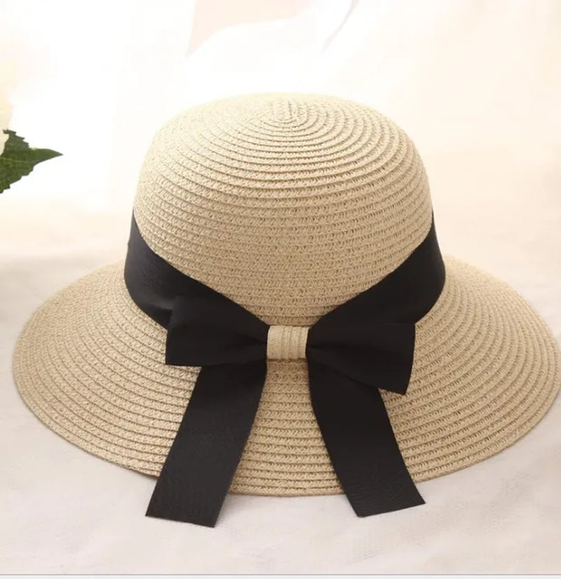 Bucket Hat Panama Fashion Straw Hat Women'S Summer Hats Shade Sun Protection Outdoor Beach Vacation Hat Beach Cap