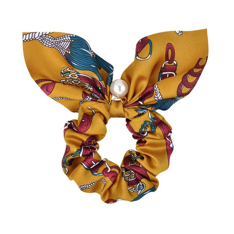 New Chiffon Bowknot Silk Hair Scrunchies Women Pearl Ponytail Holder Hair Ties Hair Rope Rubber Bands Headwear Hair Accessories