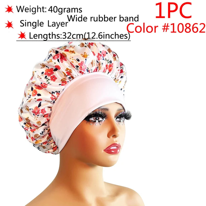 Silk Hair Bonnet Satin Cheveux Nuit Single Double Layer Silk Hair Cap for Women Sleeping Adjust Head Cover Hat Beauty Products