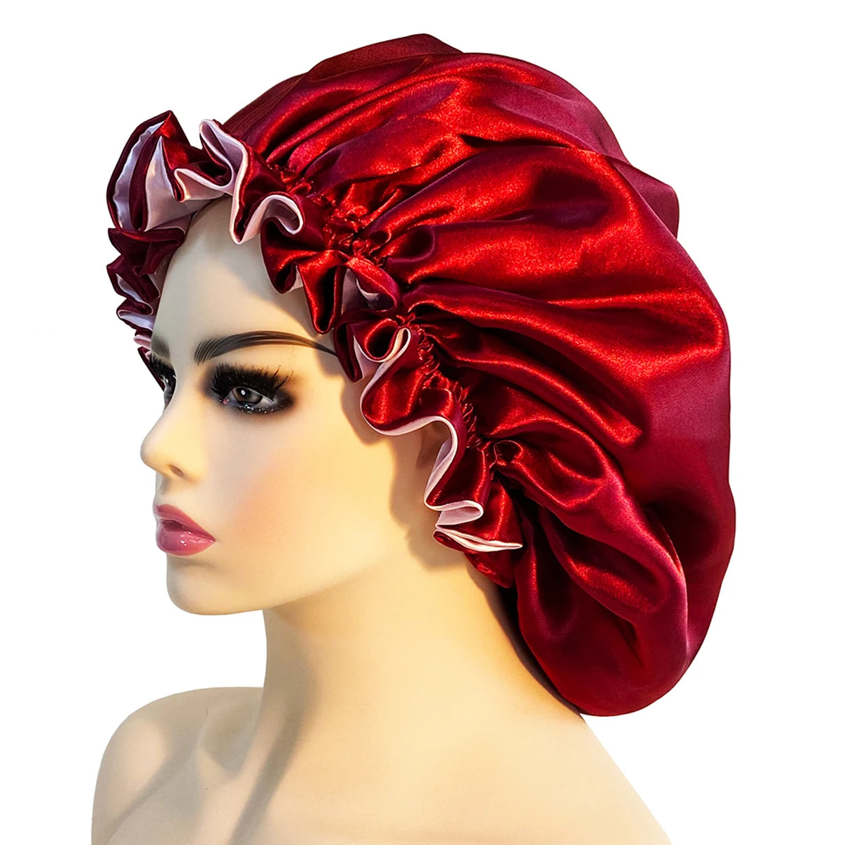 Silk Hair Bonnet Satin Cheveux Nuit Single Double Layer Silk Hair Cap for Women Sleeping Adjust Head Cover Hat Beauty Products