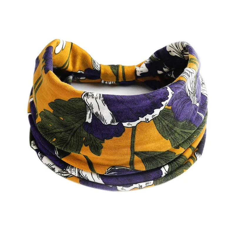 Wide Bandana Headbands for Women Boho Bandeau Headbands Knot Hair Scarf Bands Stretch Floral Printed Non Slip Headbands Elastic