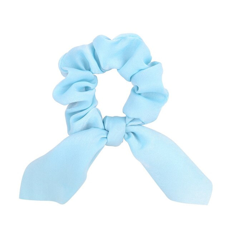 New Chiffon Bowknot Silk Hair Scrunchies Women Pearl Ponytail Holder Hair Ties Hair Rope Rubber Bands Headwear Hair Accessories