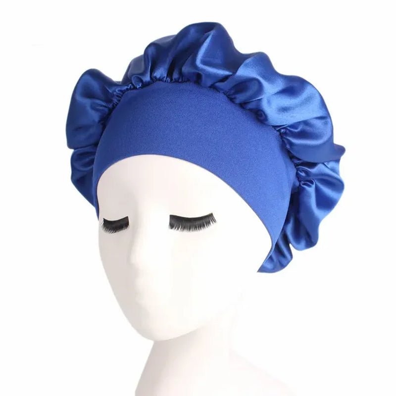 Hair Bonnet for Sleeping Silk Nightcap Satin Elastic Narrow Brim Shower Cap round Hat Home Hair Care Cap Satin Bonnet