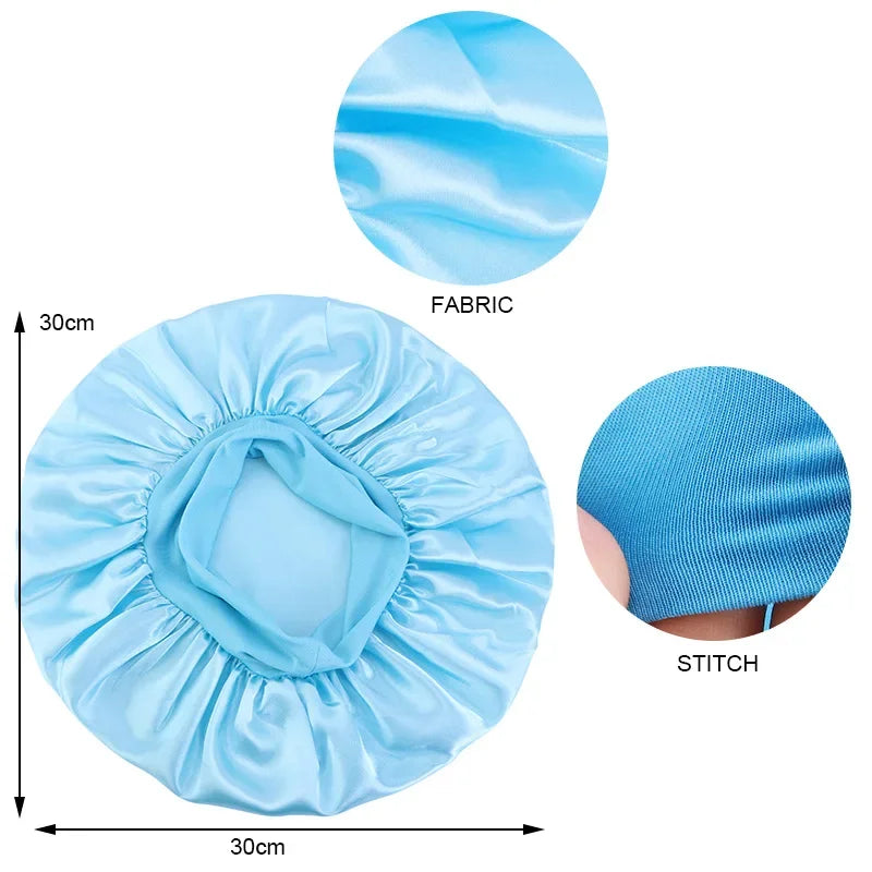 Hair Bonnet for Sleeping Silk Nightcap Satin Elastic Narrow Brim Shower Cap round Hat Home Hair Care Cap Satin Bonnet