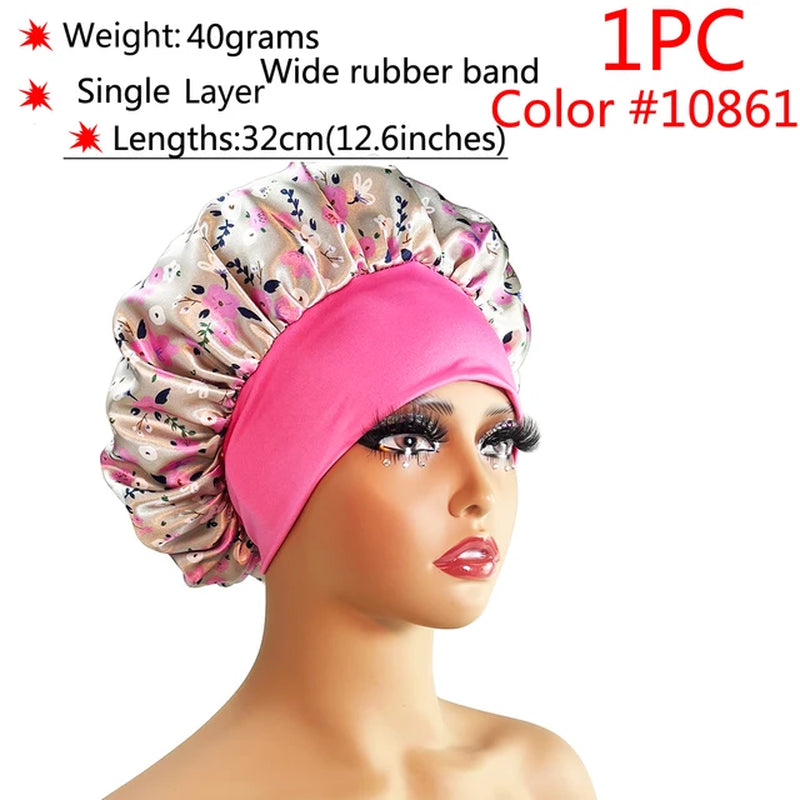 Silk Hair Bonnet Satin Cheveux Nuit Single Double Layer Silk Hair Cap for Women Sleeping Adjust Head Cover Hat Beauty Products